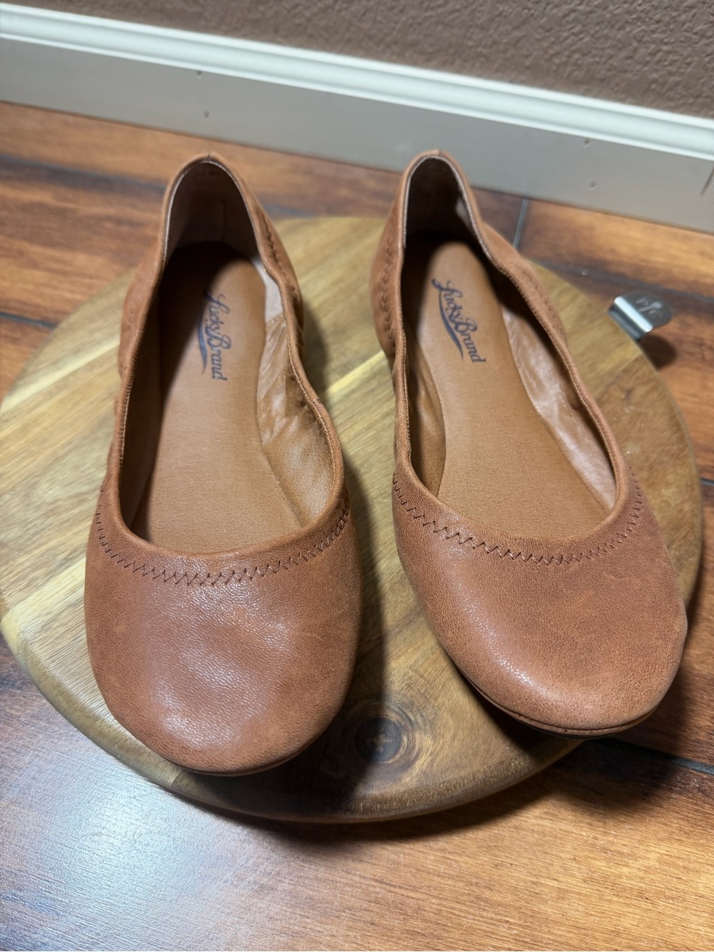 Lucky Brand Cognac Brown Leather Ballet Flats Size 7.5